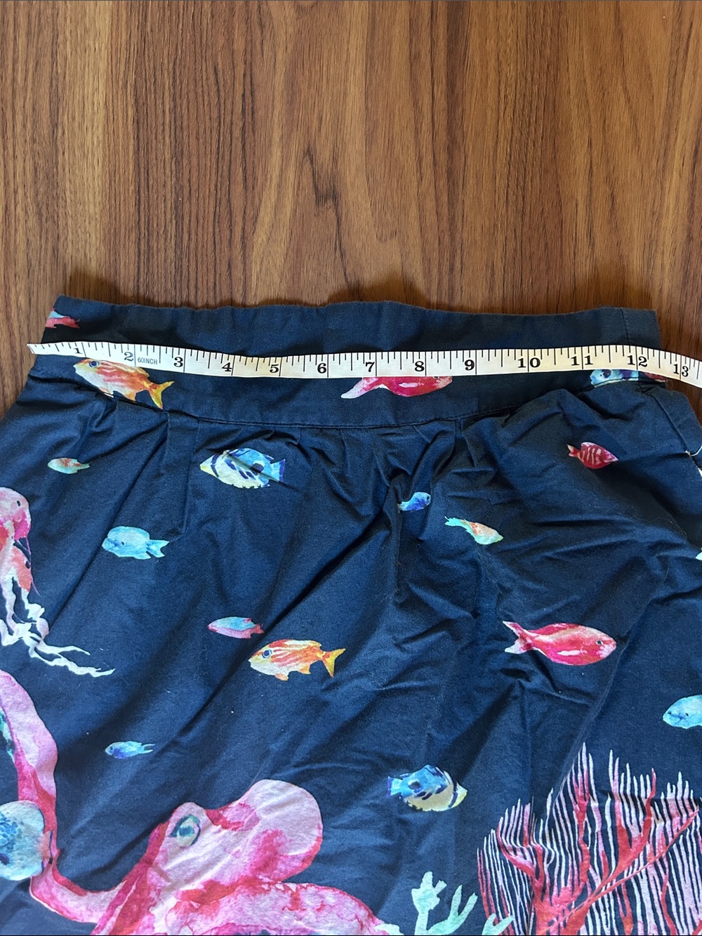 Modcloth Navy Skirt with Pink Octopus and Multicolor Coral Print - Picture 5 of 7